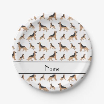 Personalized Name White German Shepherd Dogs Paper Plates by Brothergravydesigns at Zazzle