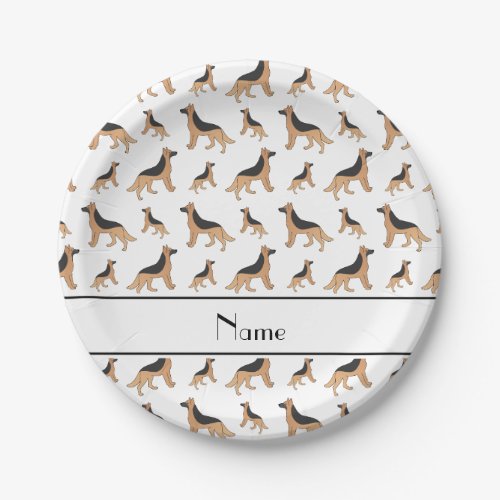 Personalized name white German Shepherd dogs Paper Plates