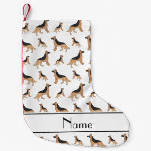 Personalized name white German Shepherd dogs Small Christmas Stocking