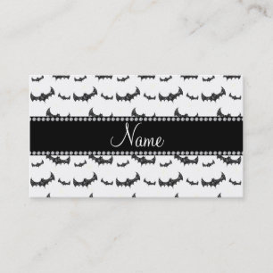 Personalized name white glitter bats calling card