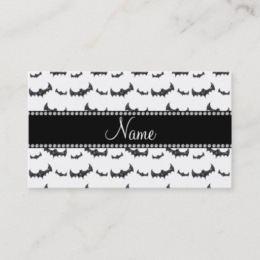 Customizable Personalized name white glitter bats business cards