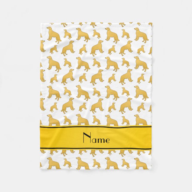 Personalized name white Golden Retriever dogs Fleece Blanket (Front)