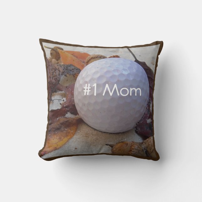Personalized- Name white golf ball autumn leaves Throw Pillow (Front)