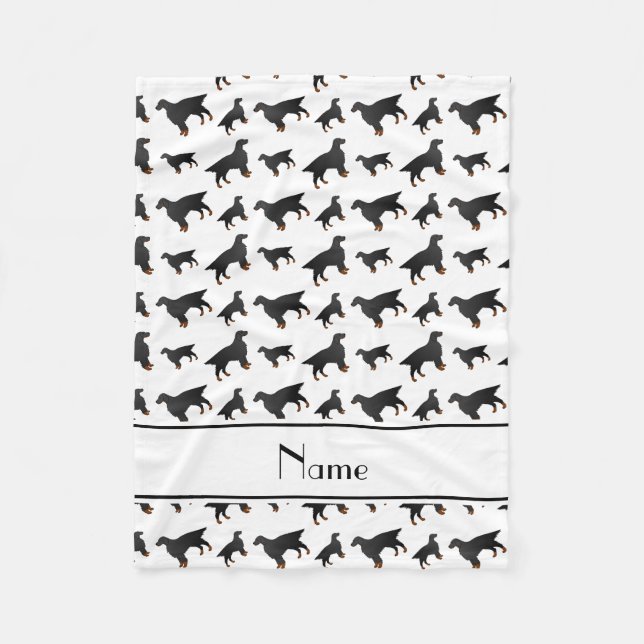 Personalized name white gordon setter dogs fleece blanket (Front)