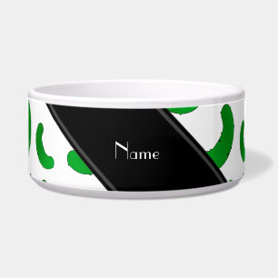 Personalized name white green pickles bowl