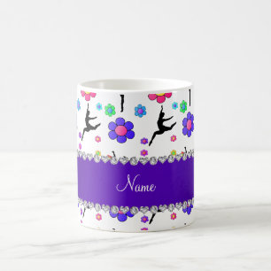 Personalized name white gymnastics flowers coffee mug