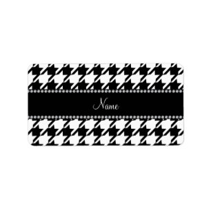 Personalized name white houndstooth label