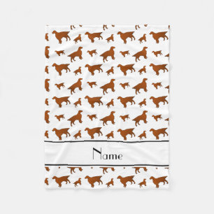 Personalized name white irish setter dogs fleece blanket