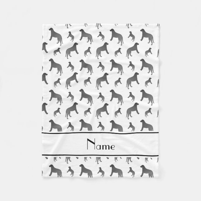 Personalized name white Irish wolfhound dogs Fleece Blanket (Front)
