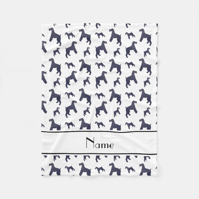 Personalized name white Kerry Blue Terrier dogs Fleece Blanket (Front)