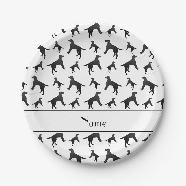 Personalized name white Labrador Retriever dogs Paper Plates (Front)