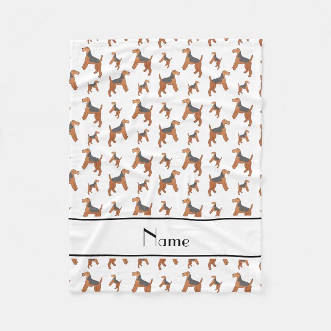 Personalized name white Lakeland Terrier dogs Fleece Blanket (Front)