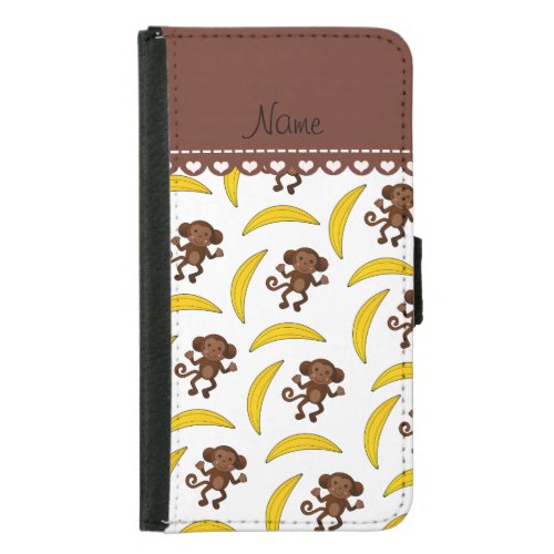 Personalized name white monkey bananas wallet phone case for samsung galaxy s5