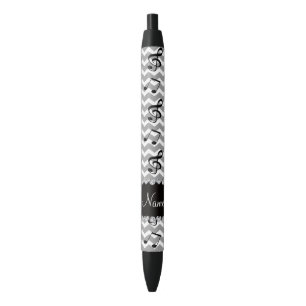 Personalized name white music notes chevrons pen