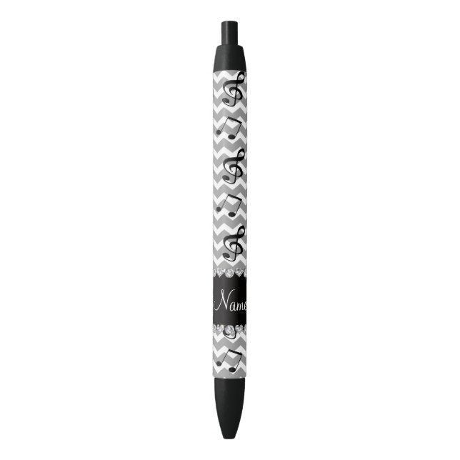 Personalized name white music notes chevrons pen (Front Vertical)