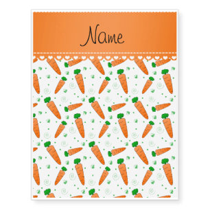 Personalized name white orange carrots temporary tattoos