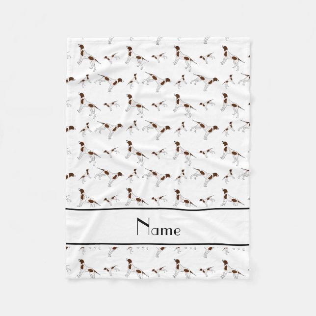 Personalized name white Pointer dogs Fleece Blanket (Front)