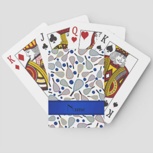 Personalized name white racquetball pattern poker cards