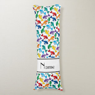 Personalized name white rainbow blue whales body pillow