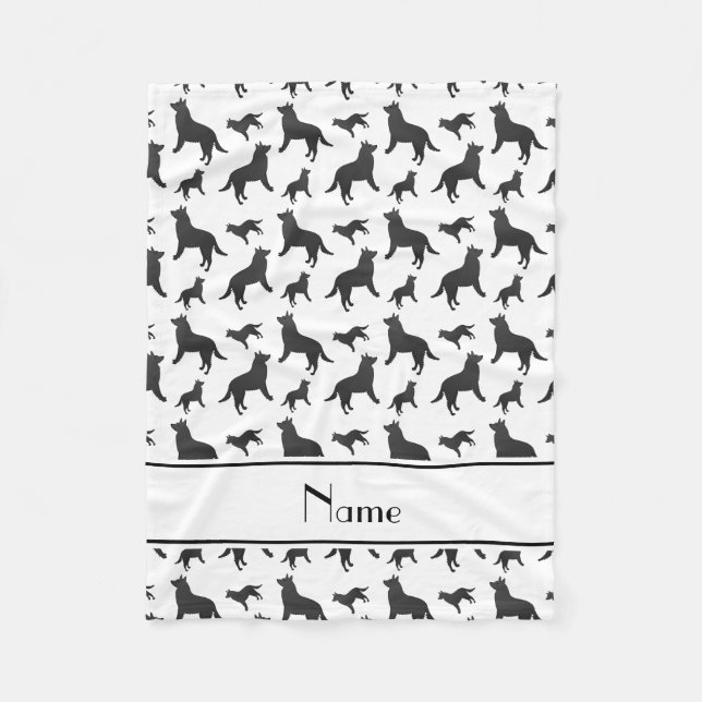 Personalized name white Schipperke dogs Fleece Blanket (Front)