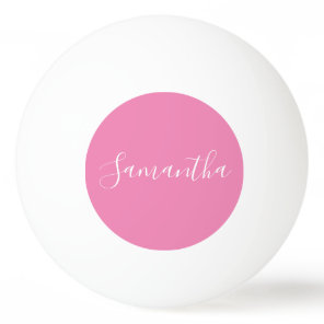 Personalized Name White Script On Pink  Ping Pong Ball