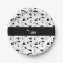 Personalized name white skydiving pattern paper plates