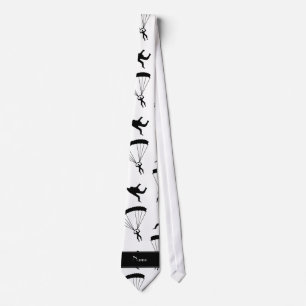 Personalized name white skydiving pattern tie