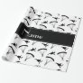 Personalized name white skydiving pattern wrapping paper