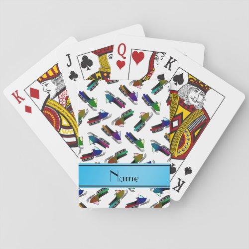 Personalized name white snowmobiles poker cards