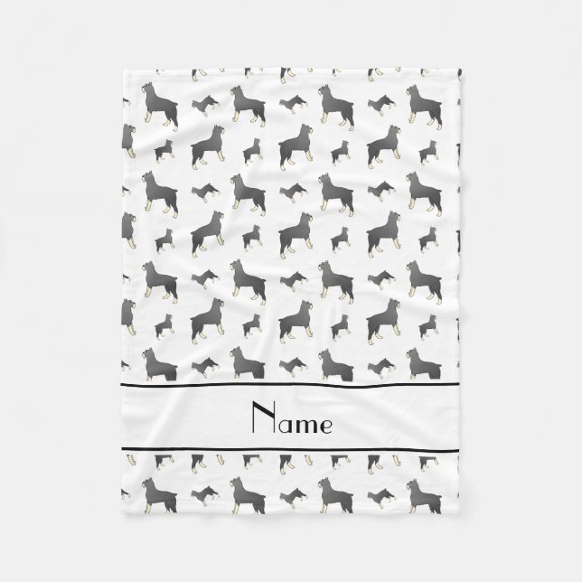 Personalized name white Standard Schnauzer dogs Fleece Blanket (Front)