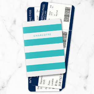 Personalized Name White Stripes and Editable Color Passport Holder