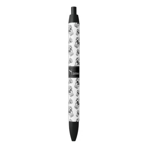 Personalized name white sugar skulls black ink pen