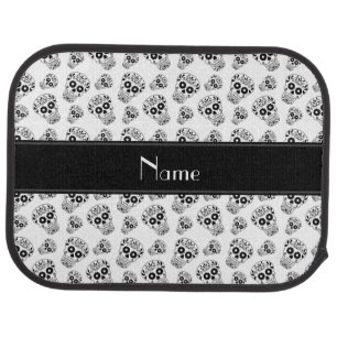 Personalized name white sugar skulls car mat