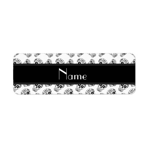 Personalized name white sugar skulls label