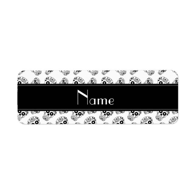 Personalized name white sugar skulls label (Front)