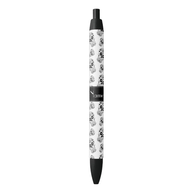 Personalized name white sugar skulls pen (Front Vertical)