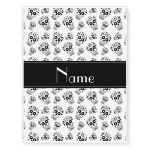Personalized name white sugar skulls temporary tattoos
