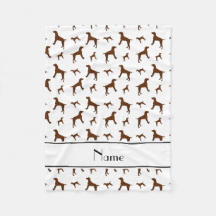 Personalized name white Vizsla dogs Fleece Blanket