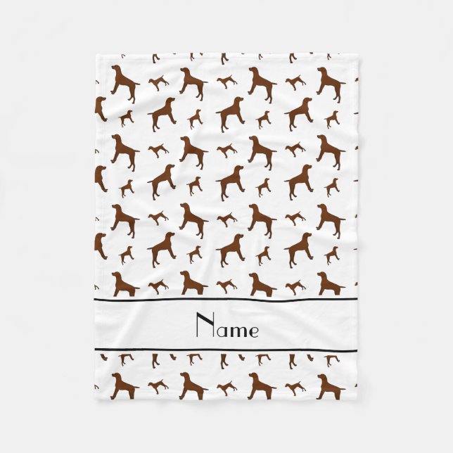 Personalized name white Vizsla dogs Fleece Blanket (Front)