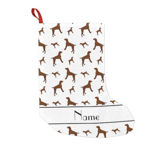 Personalized name white Vizsla dogs Small Christmas Stocking