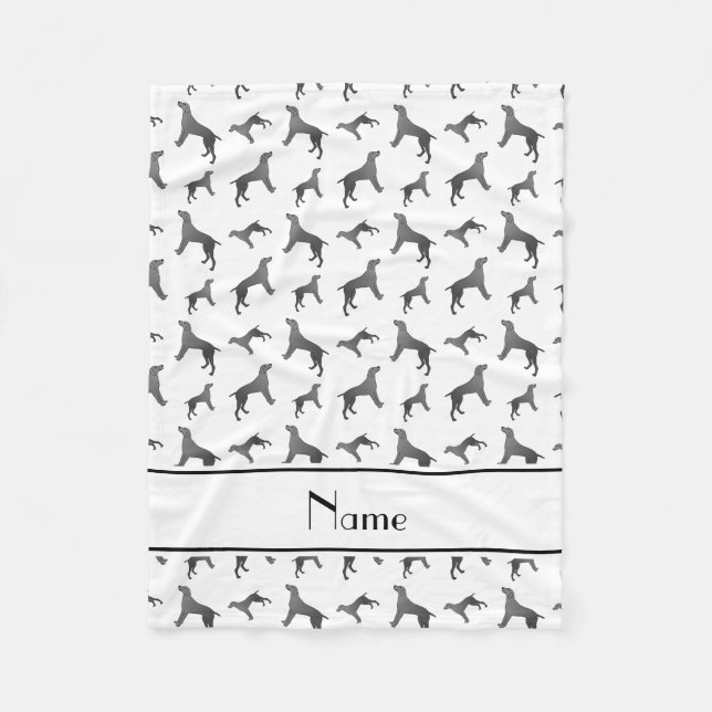 Personalized name white Weimaraner dogs Fleece Blanket (Front)