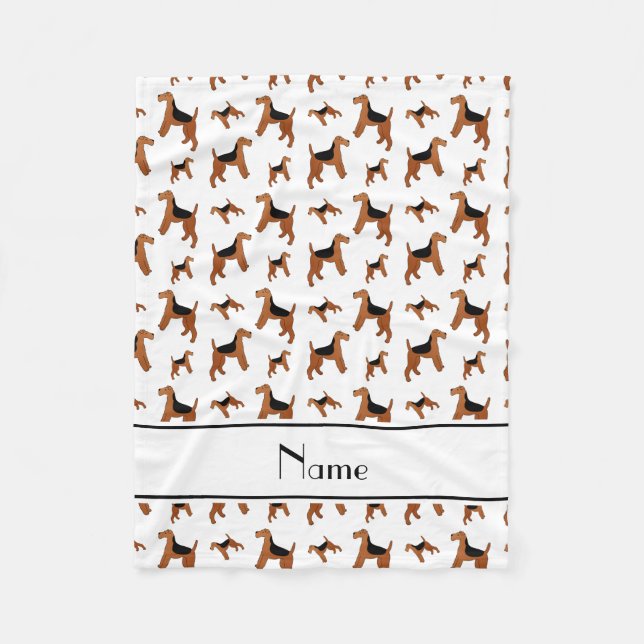 Personalized name white Welsh Terrier dogs Fleece Blanket (Front)