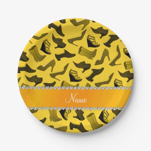 Personalized name white womens shoes pattern paper plates