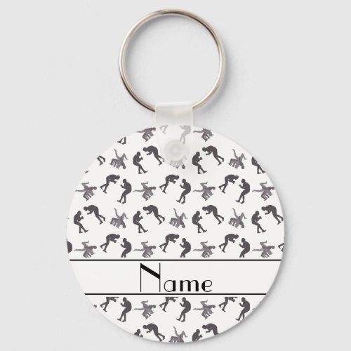 Personalized name white wrestlers keychain