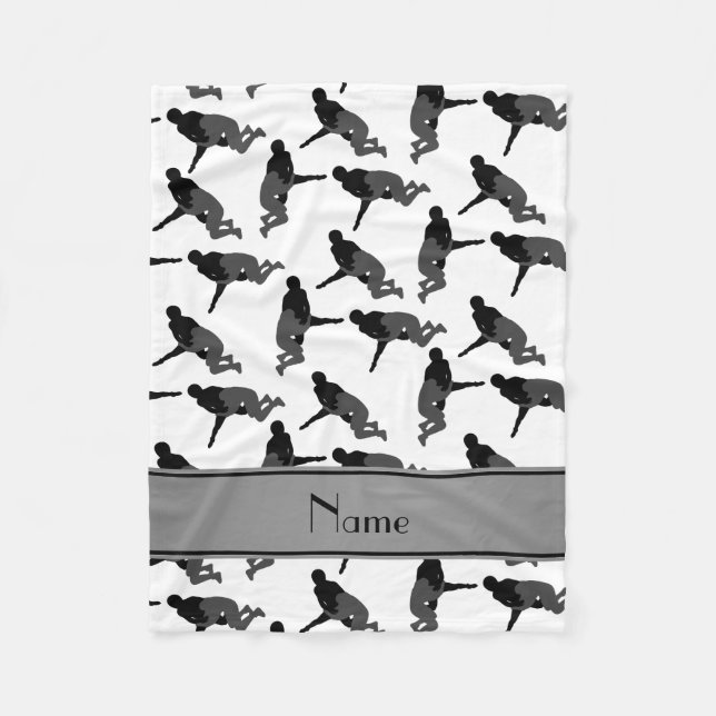 Personalized name white wrestling fleece blanket (Front)