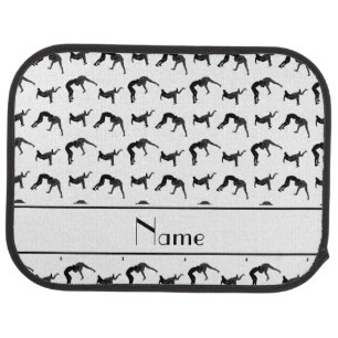 Personalized name white wrestling silhouettes car mat