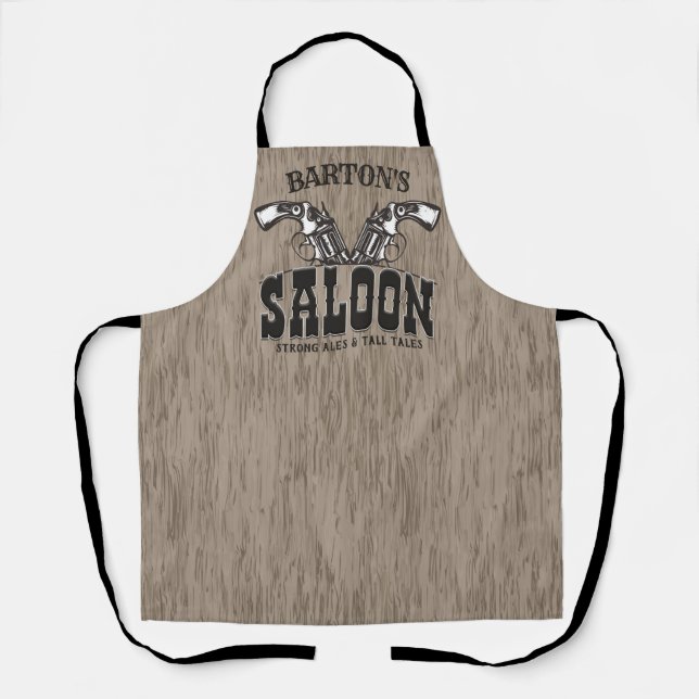 Personalized NAME Wild West Gun Revolver Saloon Apron (Front)