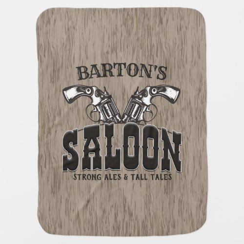 Personalized NAME Wild West Gun Revolver Saloon Baby Blanket
