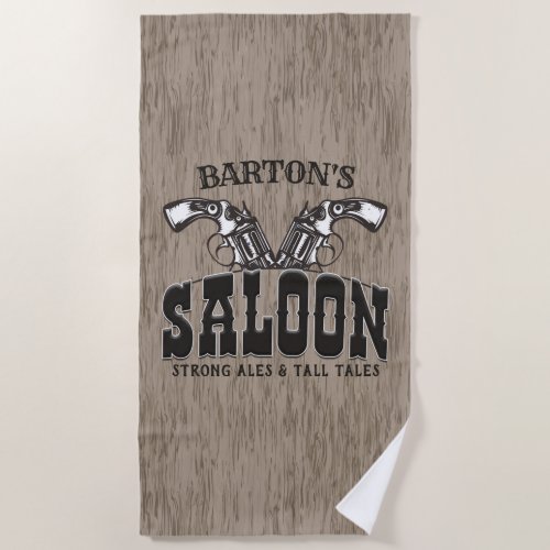Personalized NAME Wild West Gun Revolver Saloon Beach Towel