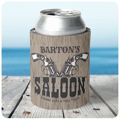 Personalized NAME Wild West Gun Revolver Saloon Can Cooler